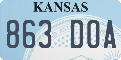 KS license plate 863DOA