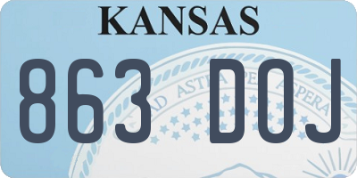 KS license plate 863DOJ