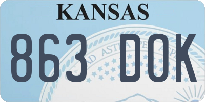KS license plate 863DOK
