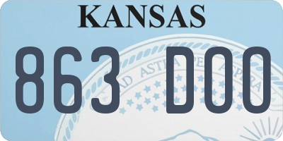 KS license plate 863DOO