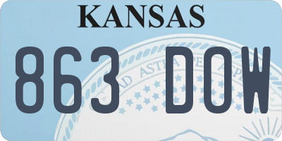KS license plate 863DOW