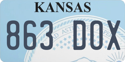 KS license plate 863DOX