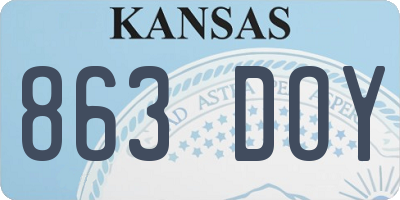 KS license plate 863DOY