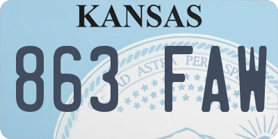 KS license plate 863FAW