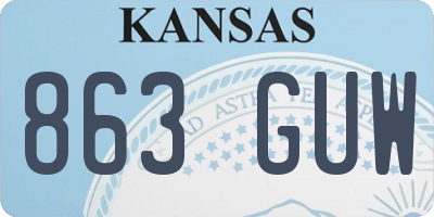 KS license plate 863GUW