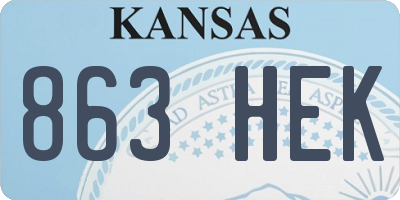 KS license plate 863HEK