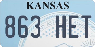 KS license plate 863HET