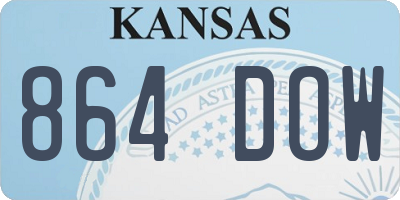 KS license plate 864DOW