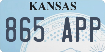KS license plate 865APP