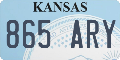KS license plate 865ARY
