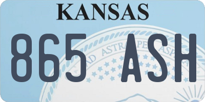 KS license plate 865ASH