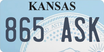 KS license plate 865ASK