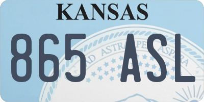 KS license plate 865ASL