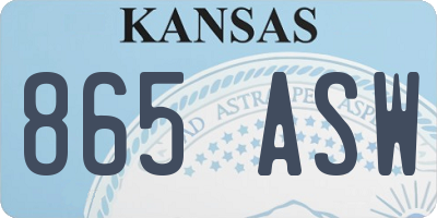 KS license plate 865ASW