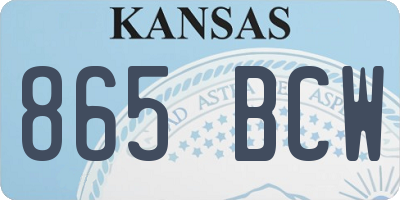 KS license plate 865BCW