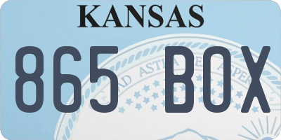 KS license plate 865BOX