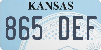 KS license plate 865DEF