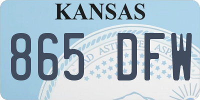 KS license plate 865DFW