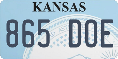 KS license plate 865DOE