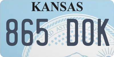 KS license plate 865DOK