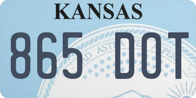 KS license plate 865DOT