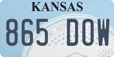 KS license plate 865DOW