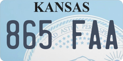 KS license plate 865FAA