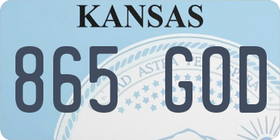 KS license plate 865GOD