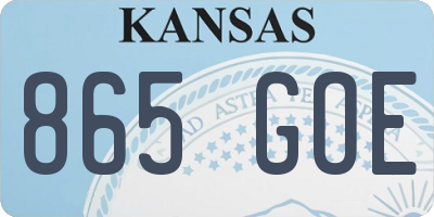 KS license plate 865GOE