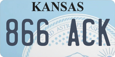 KS license plate 866ACK