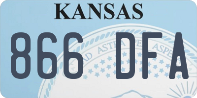 KS license plate 866DFA