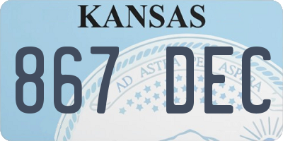 KS license plate 867DEC