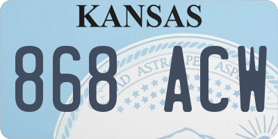 KS license plate 868ACW