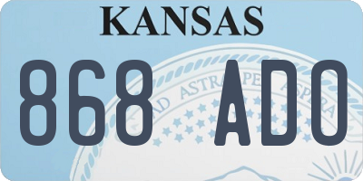 KS license plate 868ADO