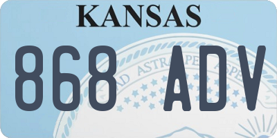 KS license plate 868ADV