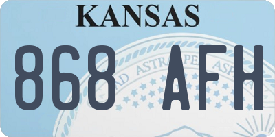 KS license plate 868AFH