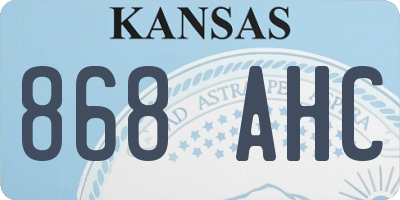 KS license plate 868AHC