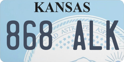 KS license plate 868ALK