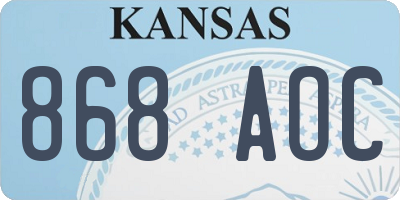 KS license plate 868AOC