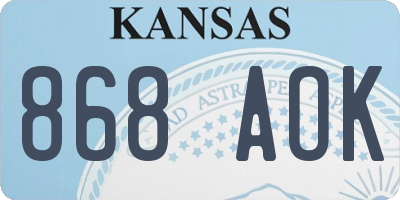 KS license plate 868AOK