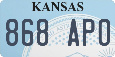 KS license plate 868APO