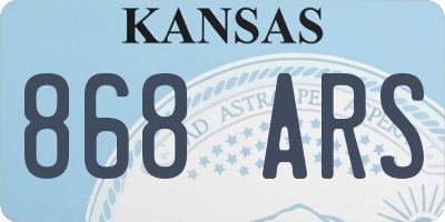 KS license plate 868ARS