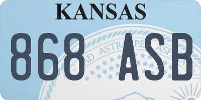 KS license plate 868ASB