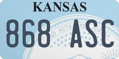KS license plate 868ASC