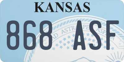 KS license plate 868ASF