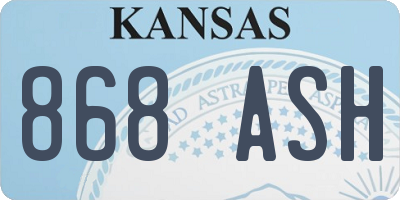 KS license plate 868ASH