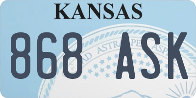 KS license plate 868ASK