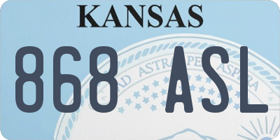 KS license plate 868ASL