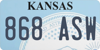 KS license plate 868ASW