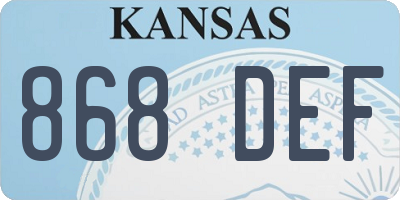 KS license plate 868DEF